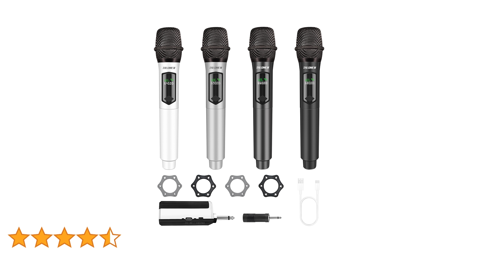 Amazon.co.jp: TALOMEN ワイヤレスマイクシステム 4 つの手持ち